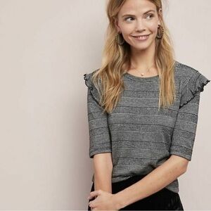 Sol Angeles Anthropologie Ruffle Shoulder Knit Top Size XS – Excellent Condition